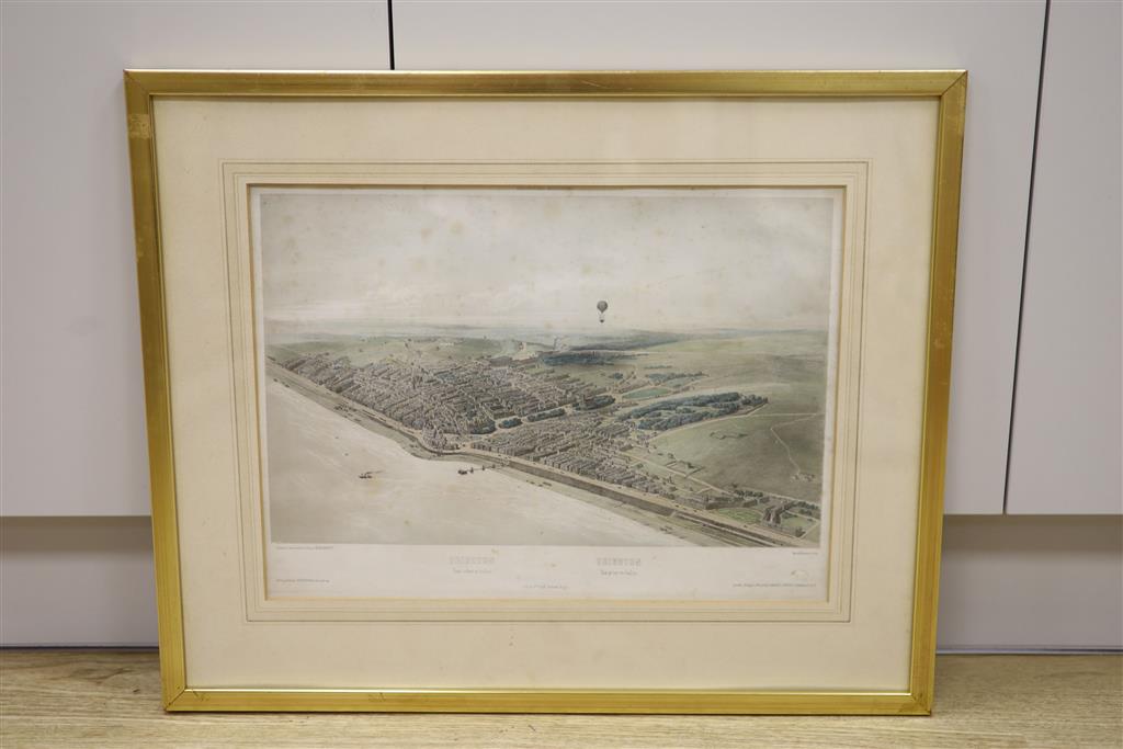 Jules Arnout (1814-1868), colour lithograph, Brighton, view taken in balloon, 34 x 46cm